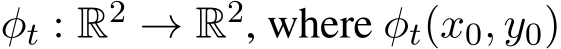  φt : R2 → R2, where φt(x0, y0)