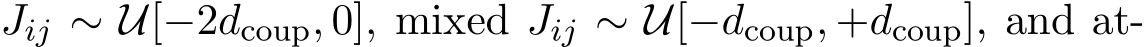  Jij ∼ U[−2dcoup, 0], mixed Jij ∼ U[−dcoup, +dcoup], and at-