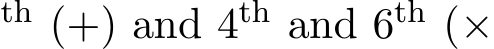 th (+) and 4th and 6th (×