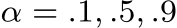  α = .1, .5, .9