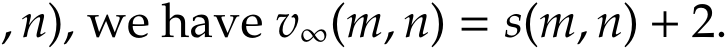 , n), we have v∞(m, n) = s(m, n) + 2.