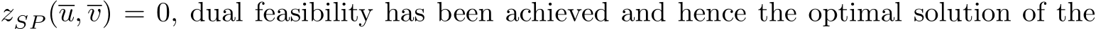  zSP (u, v) = 0, dual feasibility has been achieved and hence the optimal solution of the