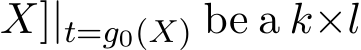 X]|t=g0(X) be a k×l