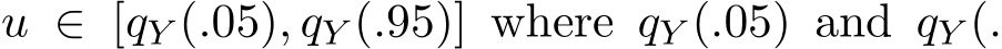  u ∈ [qY (.05), qY (.95)] where qY (.05) and qY (.