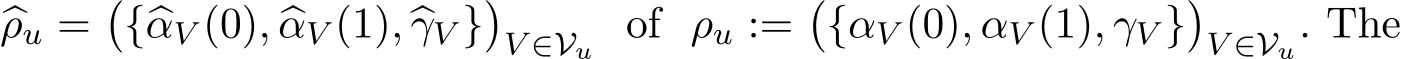  �ρu =�{�αV (0), �αV (1), �γV }�V ∈Vu of ρu :=�{αV (0), αV (1), γV }�V ∈Vu. The