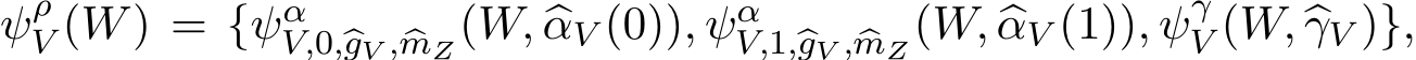 �ψρV (W) = {ψαV,0,�gV , �mZ(W, �αV (0)), ψαV,1,�gV , �mZ(W, �αV (1)), ψγV (W, �γV )},