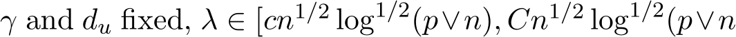  γ and du fixed, λ ∈ [cn1/2 log1/2(p∨n), Cn1/2 log1/2(p∨n