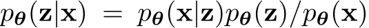  pθ(z|x) = pθ(x|z)pθ(z)/pθ(x)