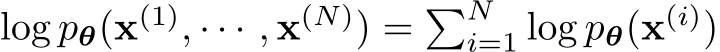 log pθ(x(1), · · · , x(N)) = �Ni=1 log pθ(x(i))