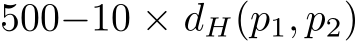  500−10 × dH(p1, p2)