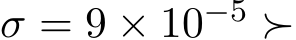  σ = 9 × 10−5 ≻