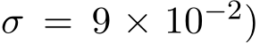 σ = 9 × 10−2)