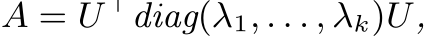  A = U ⊤diag(λ1, . . . , λk)U,