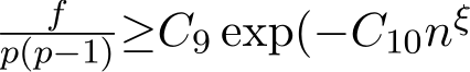 fp(p−1)≥C9 exp(−C10nξ