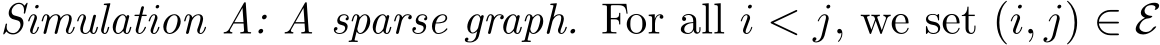 Simulation A: A sparse graph. For all i < j, we set (i, j) ∈ E