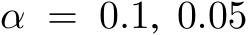 α = 0.1, 0.05