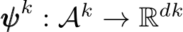  ψψψk : Ak → Rdk