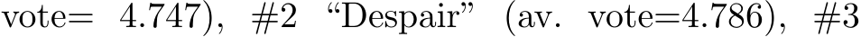 vote= 4.747), #2 “Despair” (av. vote=4.786), #3