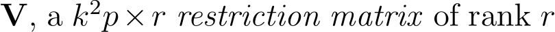  V, a k2p×r restriction matrix of rank r