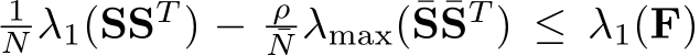N λ1(SST ) − ρ¯N λmax(¯S¯ST ) ≤ λ1(F)