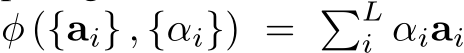 φ ({ai} , {αi}) = �Li αiai