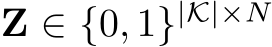  Z ∈ {0, 1}|K|×N