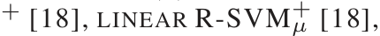 + [18], LINEAR R-SVM+µ [18],