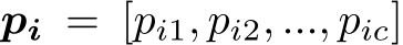  pi = [pi1, pi2, ..., pic]