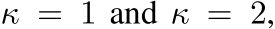  κ = 1 and κ = 2,