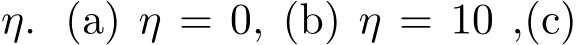  η. (a) η = 0, (b) η = 10 ,(c)