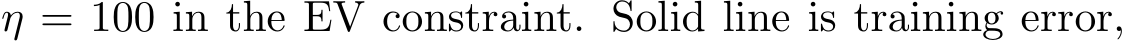  η = 100 in the EV constraint. Solid line is training error,