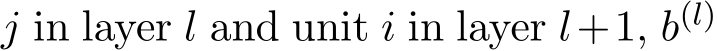  j in layer l and unit i in layer l+1, b(l) 