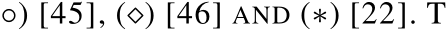 ◦) [45], (⋄) [46] AND (∗) [22]. T