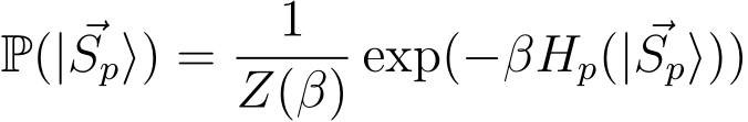P(| ⃗Sp⟩) = 1Z(β) exp(−βHp(| ⃗Sp⟩))