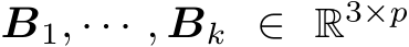  B1, · · · , Bk ∈ R3×p