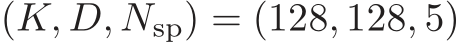 (K, D, Nsp) = (128, 128, 5)