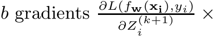  b gradients ∂L(fw(xi),yi)∂Z(k+1)i ×