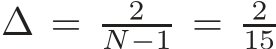  ∆ = 2N−1 = 215