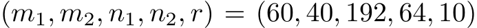 (m1, m2, n1, n2, r) = (60, 40, 192, 64, 10)