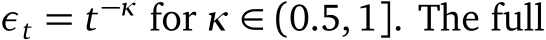  εt = t−κ for κ ∈ (0.5,1]. The full