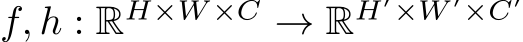  f, h : RH×W ×C → RH′×W ′×C′