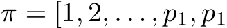  π = [1, 2, . . . , p1, p1