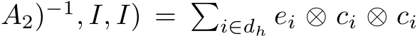 A2)−1, I, I) = �i∈dh ei ⊗ ci ⊗ ci