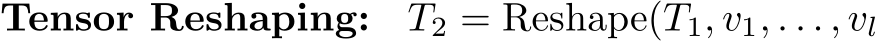 Tensor Reshaping: T2 = Reshape(T1, v1, . . . , vl