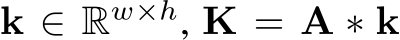  k ∈ Rw×h, K = A ∗ k