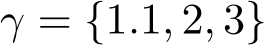  γ = {1.1, 2, 3}