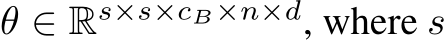 θ ∈ Rs×s×cB×n×d, where s