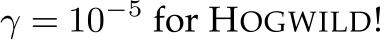  γ = 10−5 for HOGWILD!