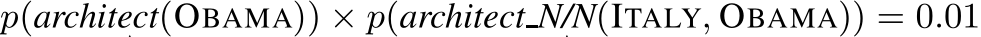 p(architect(OBAMA)) × p(architectN/N(ITALY, OBAMA)) = 0.01