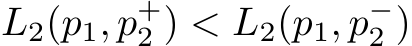  L2(p1, p+2 ) < L2(p1, p−2 )